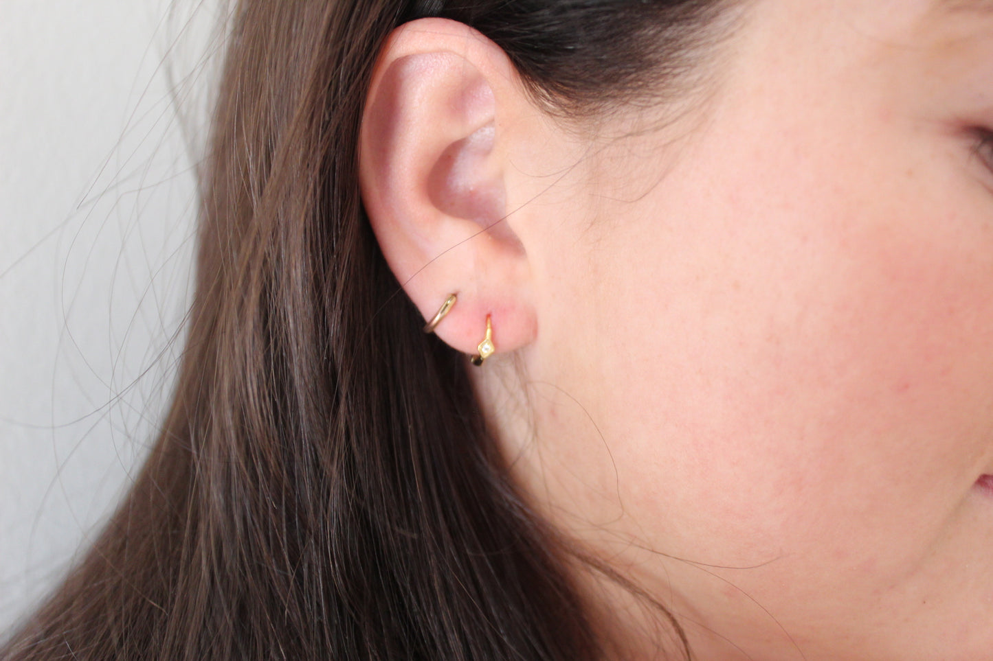 Mini Gem hoop Earring