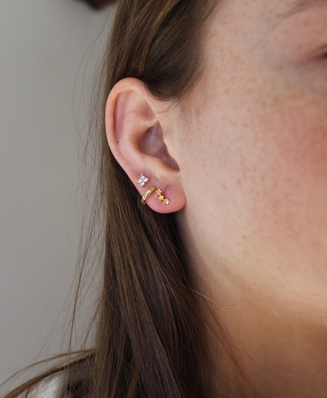 Triple Star Stud Earring